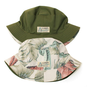 Reversible Hat "Leaves Beige x Cotton Twill"