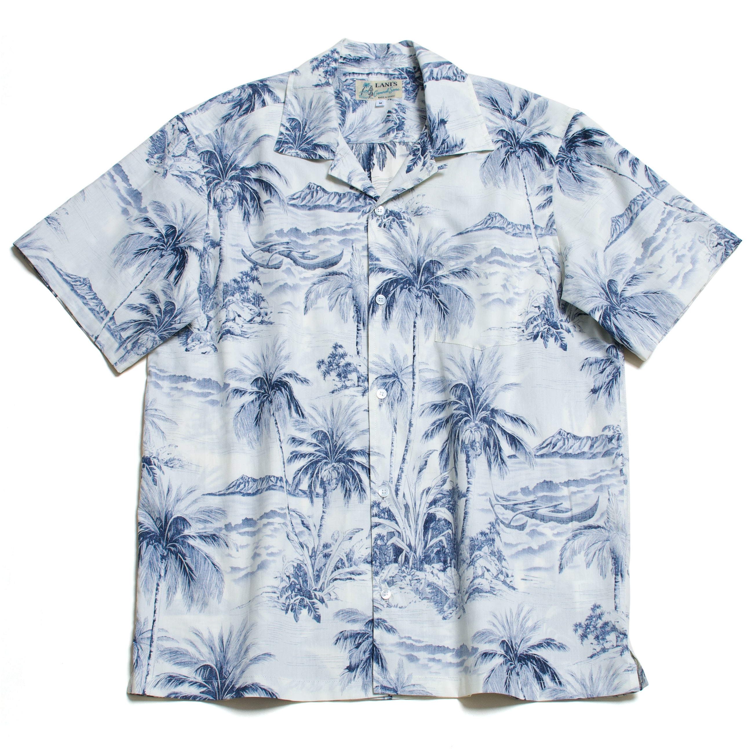 ［新品未着用］PALM TREE OPEN COLLAR ALOHA SHIRT Hawaiian Shirt Mens Short Sleeve Palm Trees Party Aloha