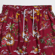 Cotton Walk Shorts "Island Map Burgundy"