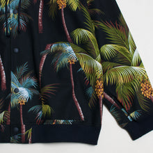 Hawaiian Barkcloth Hoodie "Palms Black"