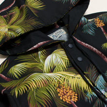 Hawaiian Barkcloth Hoodie "Palms Black"