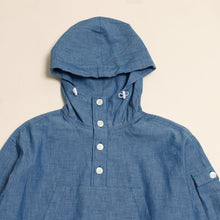 Cotton Chambray Pullover Hoodie "Blue"