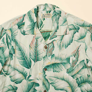 Cotton Aloha Shirts "Leaves Light Green"