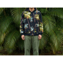 Hawaiian Barkcloth Hoodie "Palms Black"