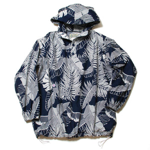 Cotton Pullover Hoodie "Leaves Navy"