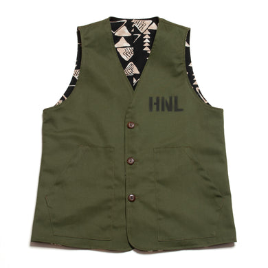 Barkcloth x Twill Reversible Vest 